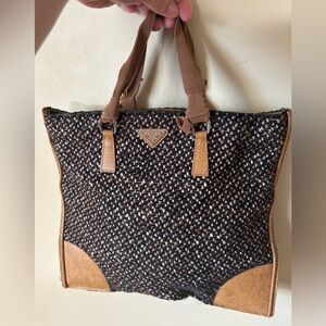 Prada Black, Brown & Tan Woven Tote